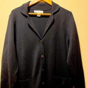 SALE!!! WARM MERINO WOOL BLACK SWEATER JACKET